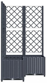 sötétszürke PP rácsos kerti ültetőláda 80 x 80 x 136 cm