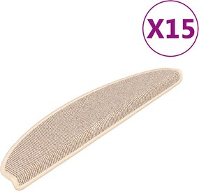 vidaXL 15 db fehér és barna félkör alakú lépcsőszőnyeg, nagy, 65 x 21 x 4 cm