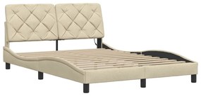 krémszínű szövet ágykeret LED-ekkel matrac nélkül 120x200 cm