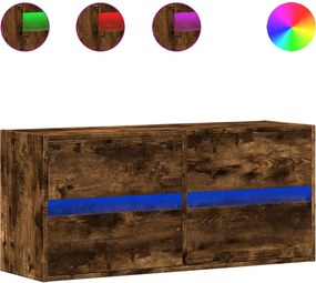 vidaXL füstös tölgy színű fali TV-szekrény LED-ekkel 100x31x45 cm