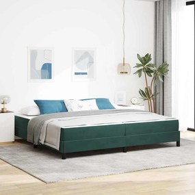 Boxspring ágy matraccal Sötétzöld 200 x 210 cm Bársony
