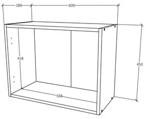 Benita 2 ajtós Felső konyhaszekrény Bronz Tölgy-Fehér 60x30x45 cm