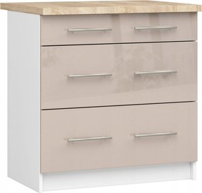 Olivia szekrény S80 3SZ Asztallap Fehér Cappuccino Fényes Akd