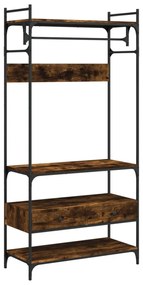 füstös tölgy szerelt fa ruhásszekrény fiókokkal 89x39x184,5 cm
