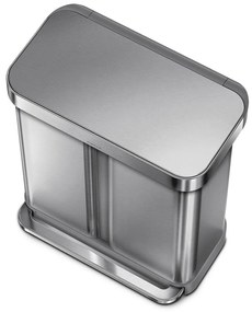 Rozsdamentes acél pedálos szemetes szelektív hulladékhoz 58 l Dual - simplehuman