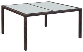 vidaXL barna polyrattan és üveg kerti asztal 150 x 90 x 75 cm