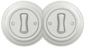 Kliklap – Dupla retro egypólusú kapcsoló, 1-es kerettel, fehér 2xKA0008+2xKA0001