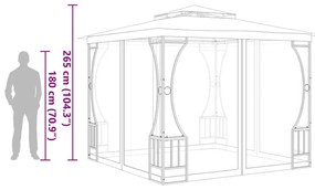 krémszínű pavilon hálóval 300 x 300 x 265 cm