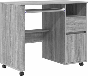 vidaXL Kerekes íróasztal fiókkal Szürke Sonoma 91 x 50 x 77 cm Faanyag