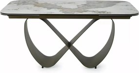 Infinity bővíthető étkezőasztal kerámia fényes fehér/réz 160-240 cm