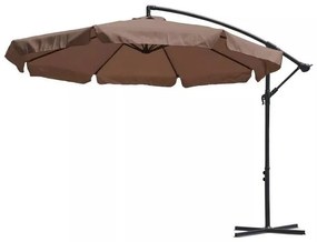 Összecsukható és dönthető kerti napernyő 3m - barna színben