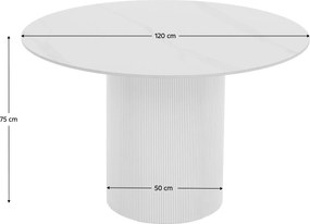 Étkezőasztal, fehér márvány/MDF, átmérő 120 cm, MAHIR TYP 1