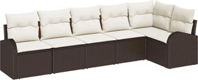 vidaXL Kerti Kanapé Szett párnával 6 pcs Barna Poli rattan