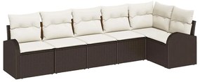 vidaXL Kerti Kanapé Szett párnával 6 pcs Barna Poli rattan