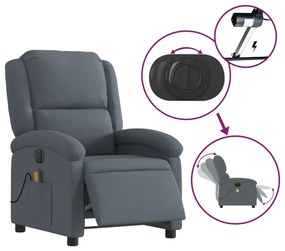 vidaXL sötétszürke bársony elektromos dönthető masszázsfotel
