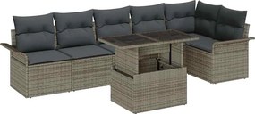 vidaXL Kerti Kanapé Szett párnával 7 pcs Szürke Poli rattan