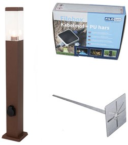 Kültéri lámpa rozsdabarna 80 cm foglalattal IP44 - Malios