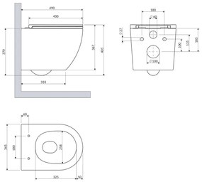OMNIRES OTTAWASPXMWBM - Falra szerelhető WC SoftClose záródású ülőkével OTTAWA, kerámia/fehér