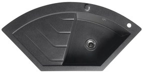 Sapho - sarokkonyhai mosogató 114x57,5 cm gránit/fekete