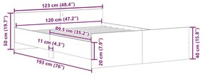 betonszürke ágykeret fej- és lábtámlával 120 x 190 cm