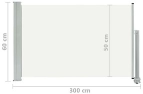 krémszínű kihúzható oldalsó terasz napellenző 60 x 300 cm