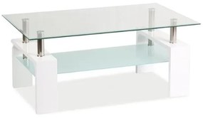 Lisa Basic II dohányzóasztal, átlátszó / fehér