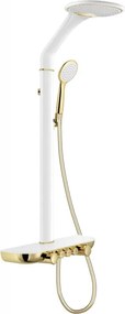 Mexen Bolt külső fali zuhanykészlet esőztetővel és csapteleppel, fehér/arany - 78108-25