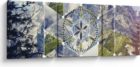 Kép - Geometriai ábra (órával) (90x30 cm)