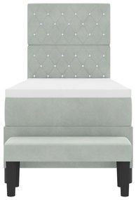Box Spring Ágy Matraccal és Paddal Világosszürke 80x200 cm Bársony
