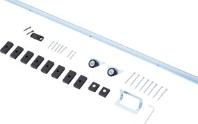 HOMCOM Tolóajtó Hardver 186 cm-es Készlet Fa Tolóajtóhoz Fémből Készült Sínekkel és 2 Ezüst Görgővel | Aosom