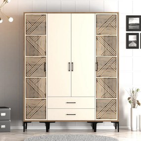 Kumsal gardróbszekrény, dió-krém, 160 cm – TR845HCT5471