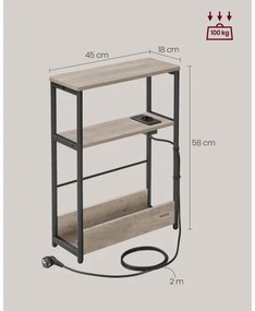 Oldalsó asztal beépített konnektorral és USB-portokkal ROD barna/fekete