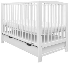Gyerek kiságy New Baby LILLY leengedhető oldalráccsal és fiókkal fehér