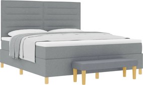 vidaXL Boxrugós ágy matracmal Világosszürke 180 x 200 cm szövet