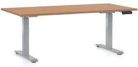 Állítható magasságú asztal OfficeTech D, 160 x 80 cm, szürke alap, bükkfa