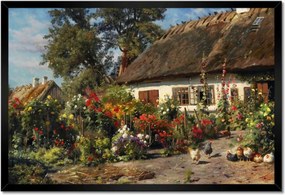 Poszterek keretben 60x40 Vidéki házikó virágokkal