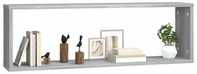 2 db szürke sonoma színű szerelt fa fali kockapolc 80x15x26,5cm