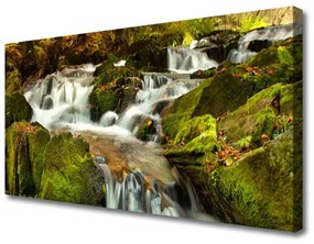 Vászonkép Waterfall Rocks Nature 100x50 cm