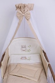 4 részes babaágynemű szett - Lulu bagoly, bézs pöttyös