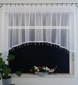 Mg Függöny Enzo ív Gyöngyökkel FEHÉR-ezüst 300x110 varrott