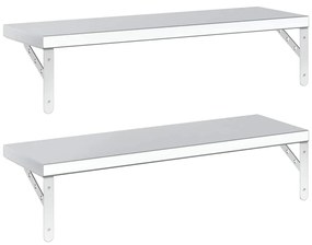 2 db ezüstszínű rozsdamentes acél fali polc 75 x 23,5 cm