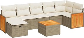 vidaXL 8 részes bézs polyrattan kerti ülőgarnitúra párnával