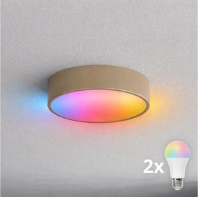 BRILAGI-LED RGBW fényerőszabályozható fürdőszobai mennyezeti lámpatest CLARE 2xE27/12W/230V IP54 bézs