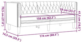 vidaXL 2 személyes barna műbőr Chesterfield kanapé