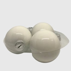Fehér fényes karácsonyi üveggömb szett, 6 cm, 12 db