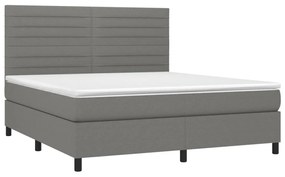 sötétszürke szövet rugós és LED-es ágy matraccal 180 x 200 cm