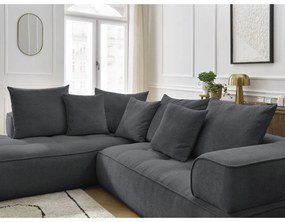 Sötétszürke zsenília sarokkanapé (bal oldali-L alakú) Whesley – Bobochic Paris