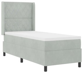 Boxspring Ágy Matrac Nappali Szürke 80x200 cm Bársony