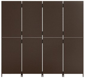 barna 4 paneles polyrattan térelválasztó