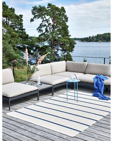 Kék-krémszínű kültéri-beltéri szőnyeg 70x90 cm Olle Blue Vanilla – Pappelina